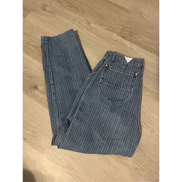 Vintage 80s Sergio Valente Blue/Pink Stripes Mom Jeans High Rise Size 24 - Picture 1 of 5